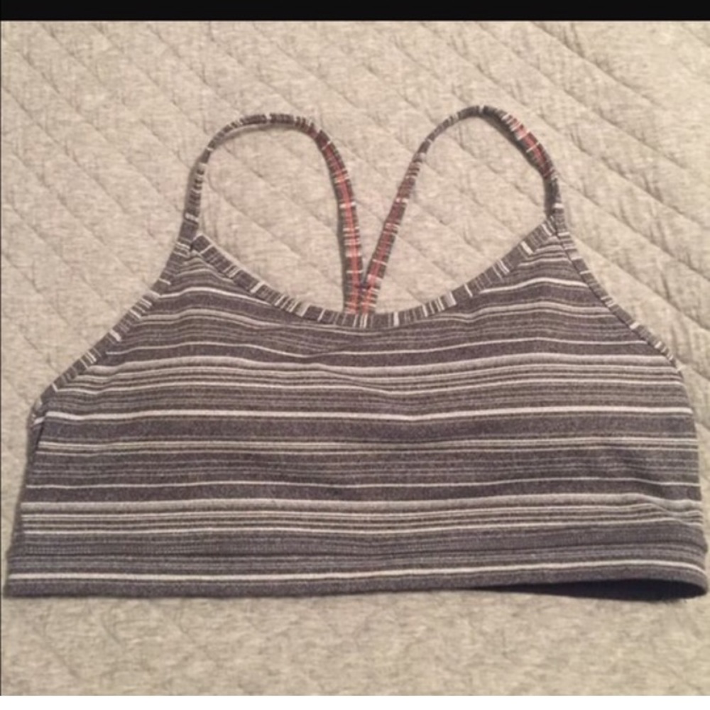 Lululemon gray stripe flow y bra